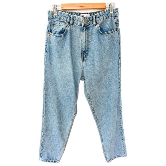 Zara Medium Wash 100% Cotton Straight Leg Jeans Size 8 - Picture 1 of 10